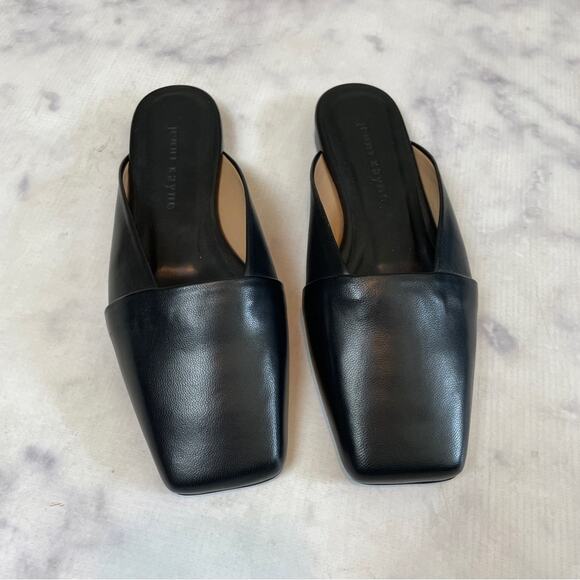Jenni Kayne Mia Black Square Toe Leather Mules NWOB - Picture 4 of 11